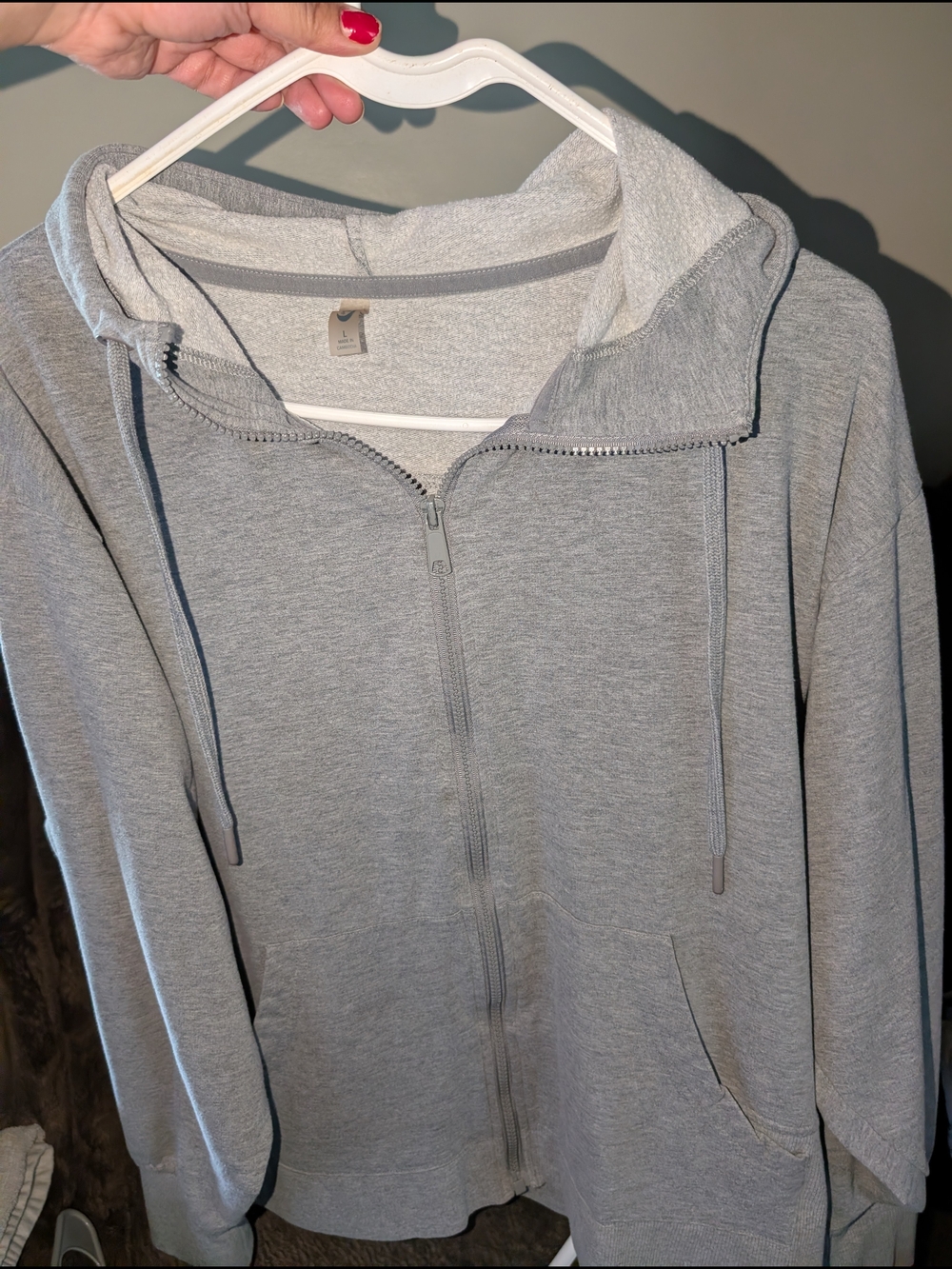 AMPM Women's Light Gray Full-Zip Long Sleeve Hoodie